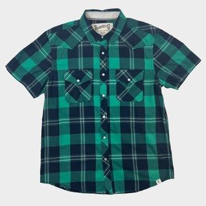 Roebuck & Co Mens Medium 100% Cotton Pearl Button Down Short Sleeve Shirt